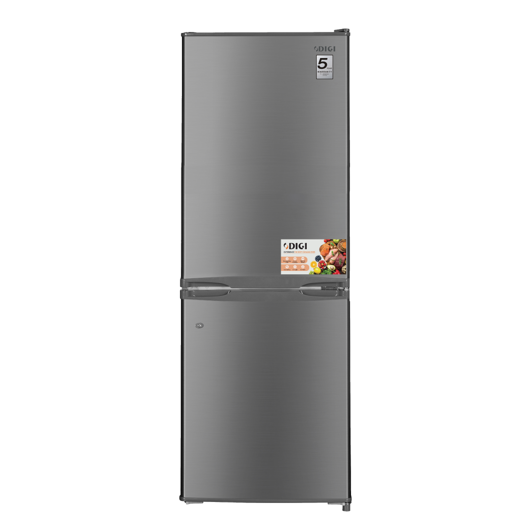 DIGI Fridge 204 Liters – Bottom Freezer, Fast Cooling, Tempered Glass Shelves, LED Light, Lock & Key, 5Y Compressor Warranty (2025)