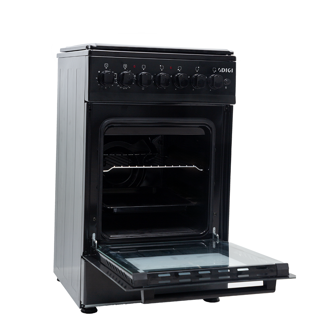 DIGI Cooker 50x50 Black – 3 Gas + 1 Hot Plate, Electric Oven, Thermostat, Push Ignition, 2Y Warranty (2025) thumbnail