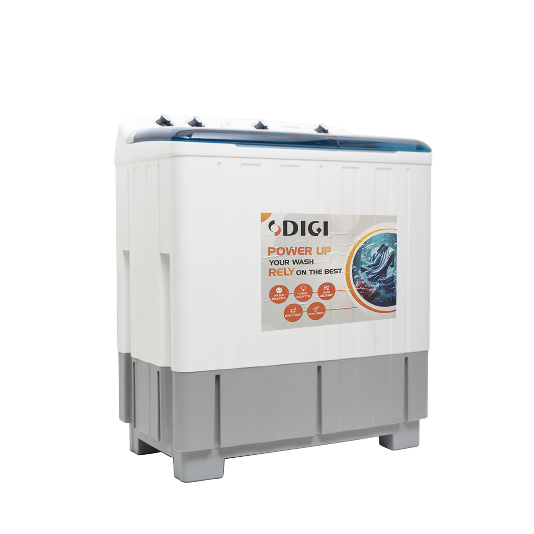 DIGI Washing Machine 12kg – Twin Tub, High-Efficiency Motor, Durable Body, Elegant White, 2Y Warranty (2025)